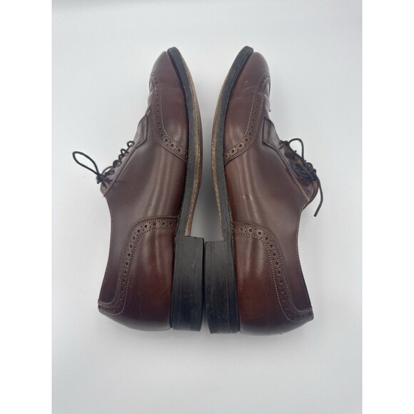 FLAW Johnston & Murphy Optima Mens 10 D/B Wingtip Oxford Shoes Brown USA Leather - Picture 4 of 10